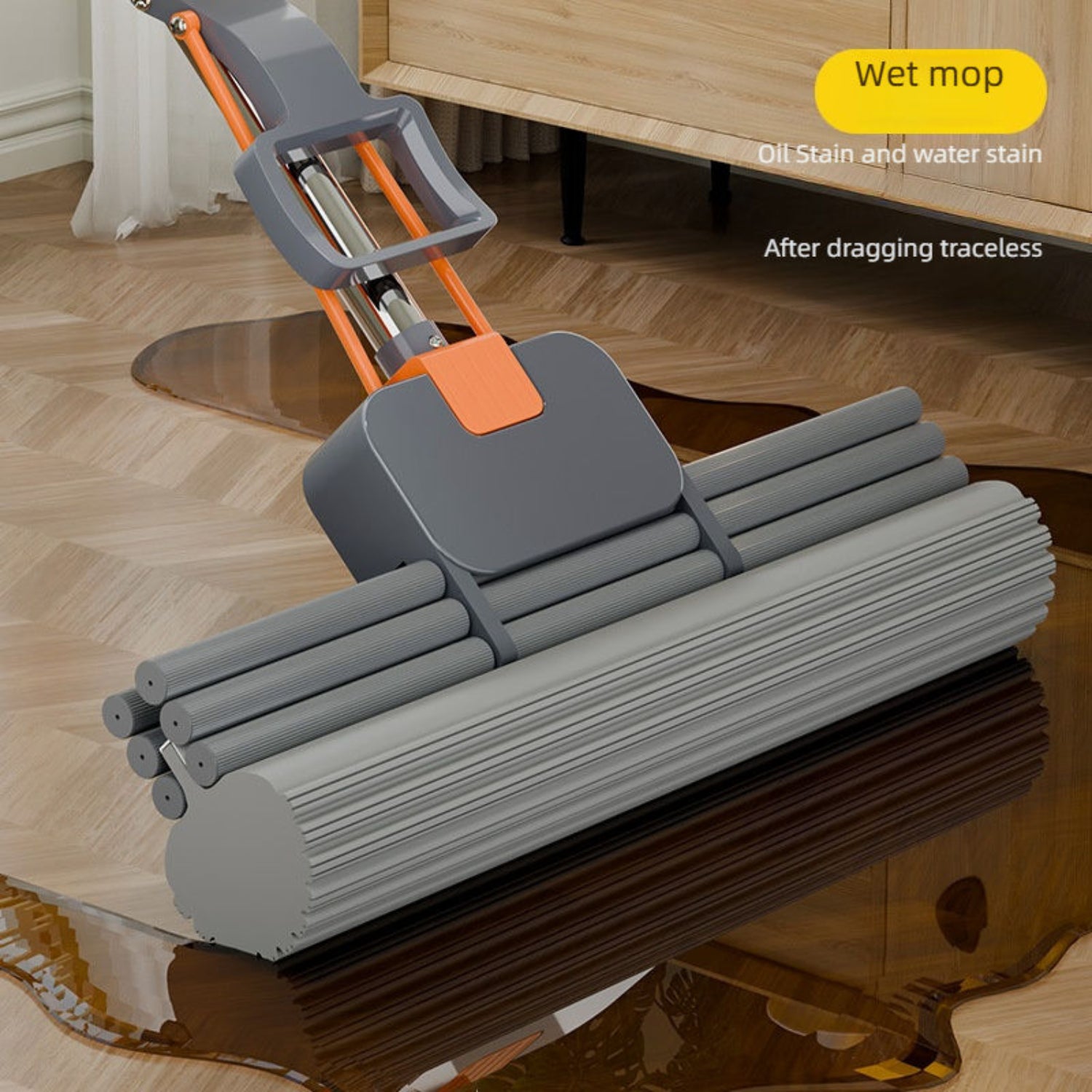 Zidello Triple Roller PVA Sponge Mop – Super Absorbent Telescopic Floor Mop for Indoor Cleaning